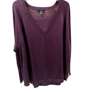Ellos shimmery wine color long sweater w/rnd hem, NWT, sz 22/24